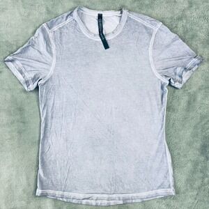 Lululemon T Shirt Mens M Lavender Gray Distressed Pima Cotton Travel Workout Tee